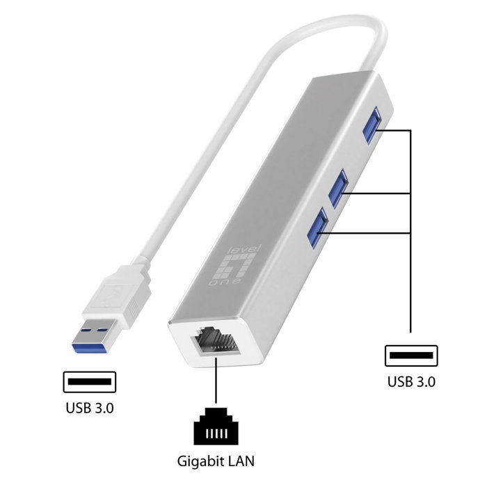 Level One USB-0503 V4 Adaptateur réseau Gigabit USB avec Hub USB 3.0