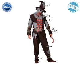 Atosa Déguisement Espantapájaros Sangriento avec Chapeau et Masque pour Homme Adulte