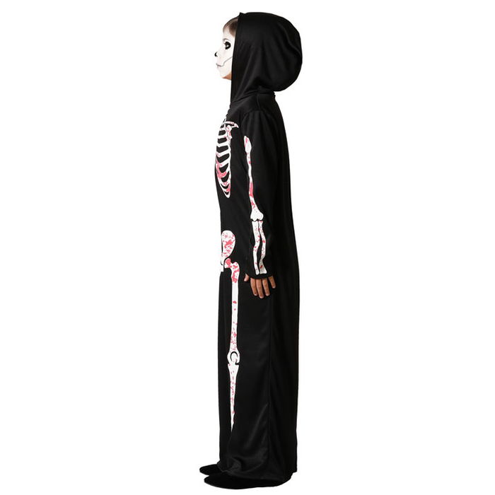 Déguisement Enfant Squelette Sanglant avec Capuche - Taille 7-9 Ans - Unisexe - Polyester Noir - Thème Halloween