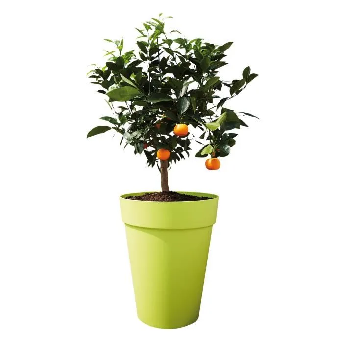 ELHO Pot de fleurs Loft Urban rond haut Ø 34 x H 45 cm extérieur gris 100% recyclé avec réservoir d'eau
