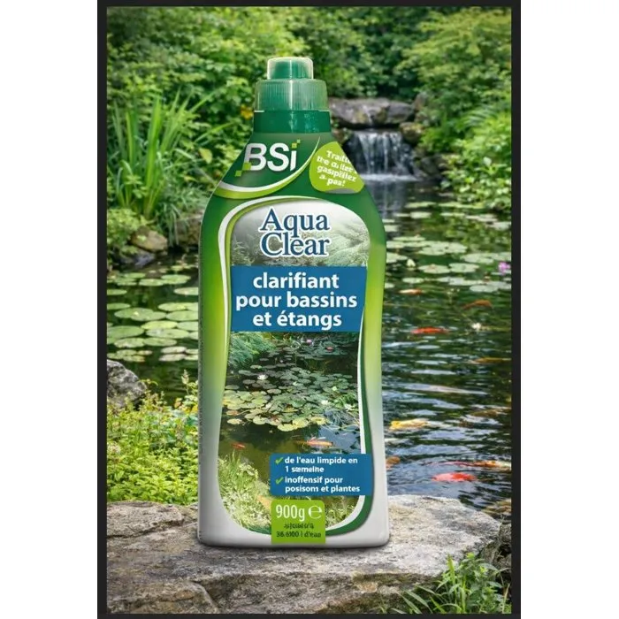 BSI Aqua Clear 900 g - Clarifiant pour bassin et étang - Action rapide eau trouble - Eau claire en 1 semaine