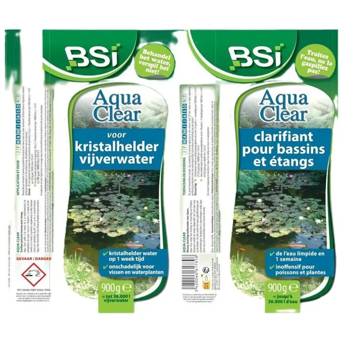 BSI Aqua Clear 900 g - Clarifiant pour bassin et étang - Action rapide eau trouble - Eau claire en 1 semaine