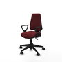 Chaise Elche Asynchrone Cuir écologique Bordeaux Base pyramidale noire Accoudoirs fixes Sans appui-tête Roulettes 65mm nylon
