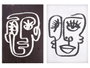 Giftdecor Tableau Visage Blanc Noir Huile Toile 70x100x3cm (Set de 2)