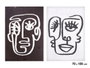 Giftdecor Tableau Visage Blanc Noir Huile Toile 70x100x3cm (Set de 2)