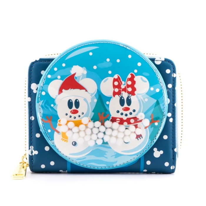 Loungefly Portefeuille Disney Snowman Mickey Minnie Snow Globe - Porte-monnaie en Cuir Végétalien avec Pompons Loungefly Portefeuille Disney Snowman Mickey Minnie Snow Globe - Porte-monnaie en Cuir Végétalien avec Pompons