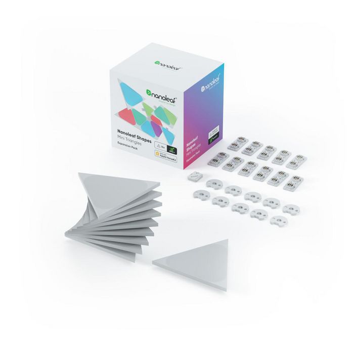 Nanoleaf Shapes Triangles Mini Expansion Pack 10PK - Pack d'extension de 10 panneaux LED modulaires intelligents minis triangles Nanoleaf Shapes Triangles Mini Expansion Pack 10PK - Pack d'extension de 10 panneaux LED modulaires intelligents minis triangles