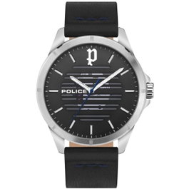 Police PEWJA2204502 avec cadran noir et bracelet en cuir