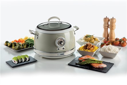 Ariete 2904/03 Olla Arrocera Multifonction Vintage Beige - Cuiseur à Riz, Cuisson Vapeur, Cuisson Lente et Chauffage 24h pour 10 Tasses