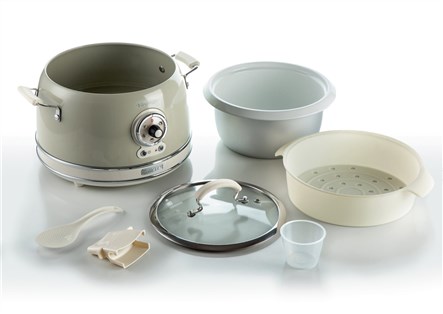 Ariete 2904/03 Olla Arrocera Multifonction Vintage Beige - Cuiseur à Riz, Cuisson Vapeur, Cuisson Lente et Chauffage 24h pour 10 Tasses