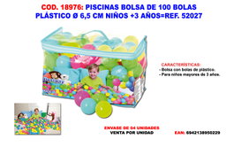 Set de 100 balles en plastique de 5,8 cm pour piscine à balles