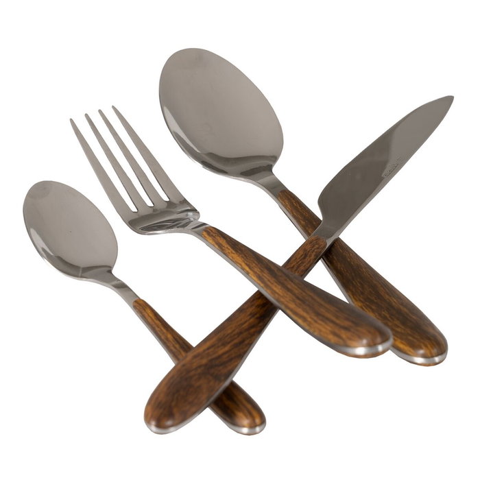 BigBuy Home Couverts Marron et Argenté en Acier Inoxydable et ABS, 24 Pièces BigBuy Home Couverts Marron et Argenté en Acier Inoxydable et ABS, 24 Pièces