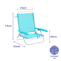 Marbueno Réf. 10309 Chaise Pliante 5 Positions Aluminium Aguamarina 63x76x78 cm Plage et Piscine