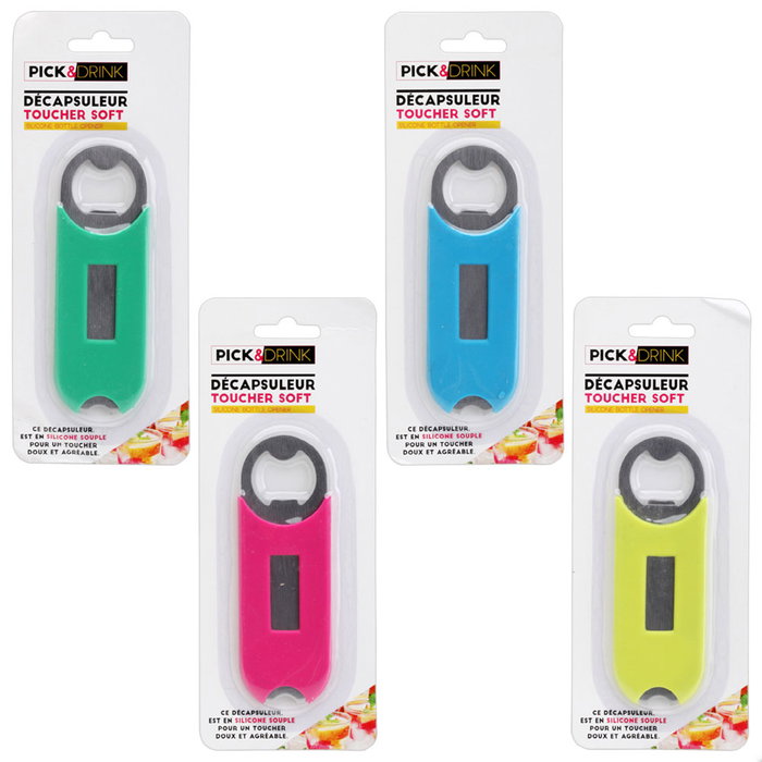 Pick and Drink Ouvre-bouteille en métal et silicone, 4,2x12,1 cm