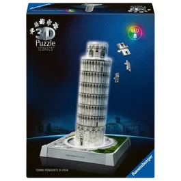 Ravensburger - Puzzle 3D Iconics Tour de Pise Illuminé - Reproduction avec Éclairage Intégré