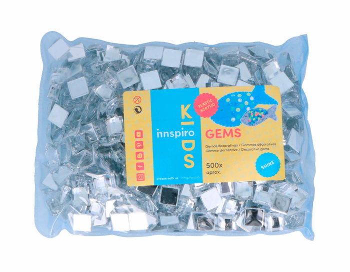 Innspiro Gemmes décoratives acryliques carrées transparentes 12x12mm, 500u. Aprox.