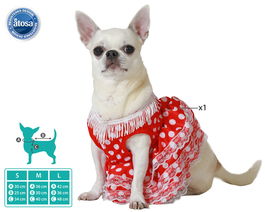 Déguisement pour chien flamenco rouge taille M - Costume espagnol pour animal de compagnie en polyester