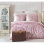 BigBuy Home Parure de lit 100% coton renforcé Rose et blanc, King size 3 pièces