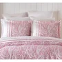 Parure de lit 100% coton renforcé 140 fils, King - Housse de couette 220 x 240 cm + 2 taies d'oreiller 60 x 60 cm, Rose et blanc