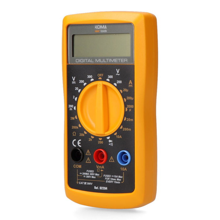 Koma Tools Multimètre Digital CAT III 300 V, 68 x 28 x 136 mm, Mesure Diode Résistance Continuité Courant Continu et Alternatif