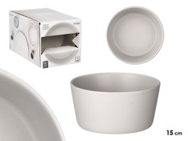 VESSIA Plat creux lisse gris en céramique