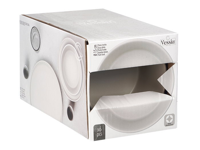 Vessia Plat Creux 15 cm Gris Céramique (Set de 24)