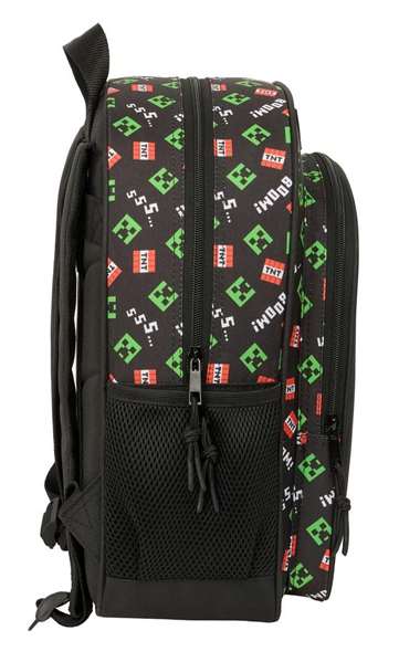 Safta - Sac à dos junior transportable Minecraft, adapté aux chariots, dimensions 32 x 38 x 12 cm, pour enfants à partir de 3 ans