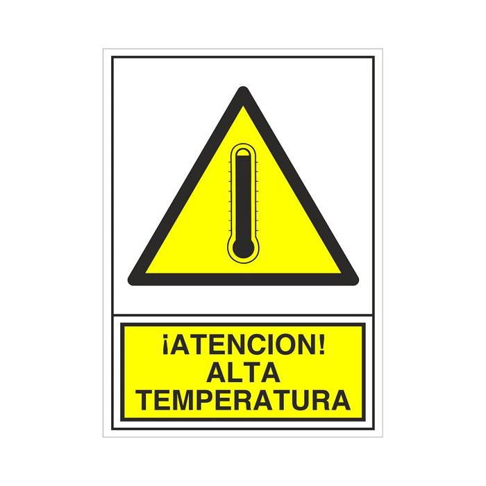 DUVER Signal adhésive ¡ATENCION! ALTA TEMPERATURA 105x74 mm DUVER Signal adhésive ¡ATENCION! ALTA TEMPERATURA 105x74 mm