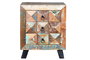 GINER Y COLOMER - Table de chevet 3 tiroirs en bois massif recyclé multicolore - Collection Diamante - 60x50x40 cm