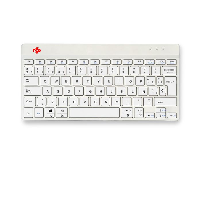 R-Go Tools Clavier ergonomique compact R Go Compact Break avec logiciel de pause, disposition QWERTY espagnole (ES), Bluetooth, blanc