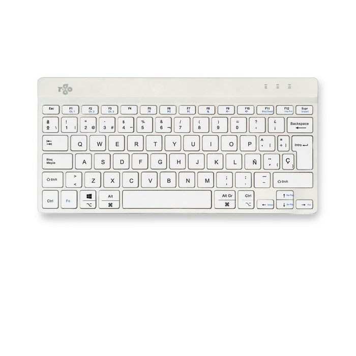 R-Go Tools Clavier ergonomique compact R Go Compact Break avec logiciel de pause, disposition QWERTY espagnole (ES), Bluetooth, blanc