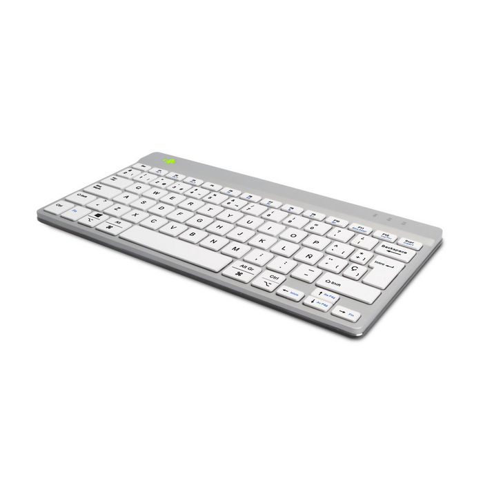 R-Go Tools Clavier ergonomique compact R Go Compact Break avec logiciel de pause, disposition QWERTY espagnole (ES), Bluetooth, blanc