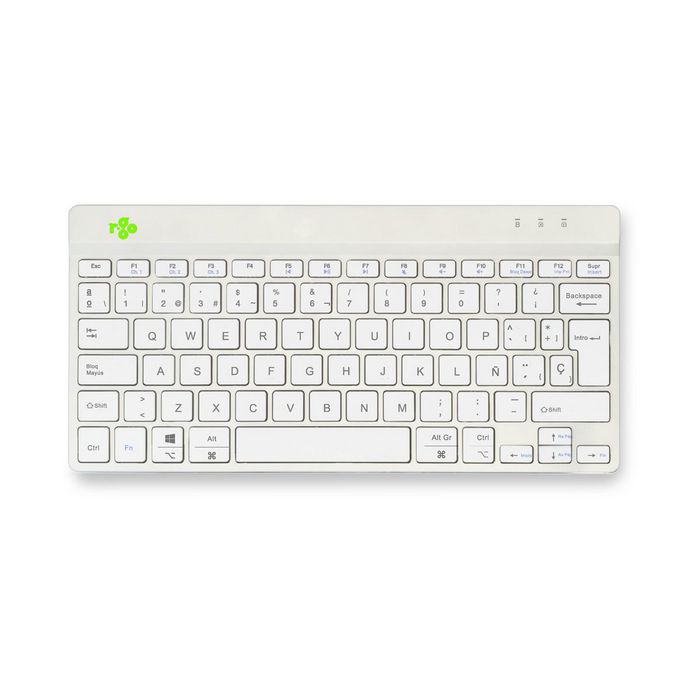 R-Go Tools Clavier ergonomique compact R Go Compact Break avec logiciel de pause, disposition QWERTY espagnole (ES), Bluetooth, blanc