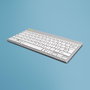 R-Go Tools Clavier ergonomique compact R Go Compact Break avec logiciel de pause, disposition QWERTY espagnole (ES), Bluetooth, blanc