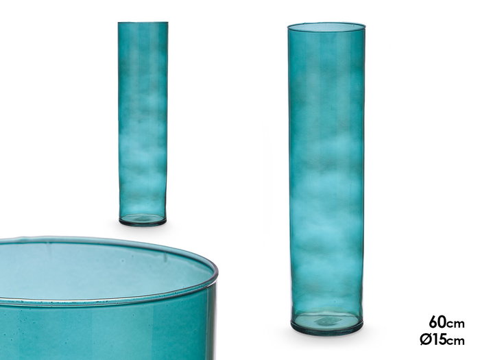 GIFTDECOR Vase cylindrique en verre turquoise 15 cm x 60 cm GIFTDECOR Vase cylindrique en verre turquoise 15 cm x 60 cm