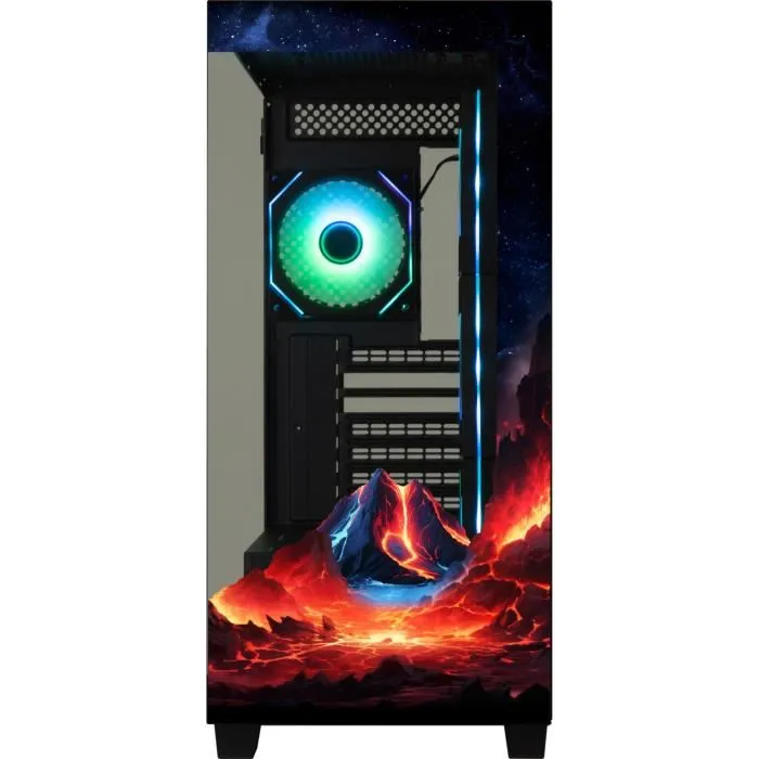 Bitfenix CETO Premium Volcano - Boîtier PC Moyen Tour ATX - 4 Ventilateurs 120mm A-RGB - Façade et côté en verre trempé - USB Type-C - Noir