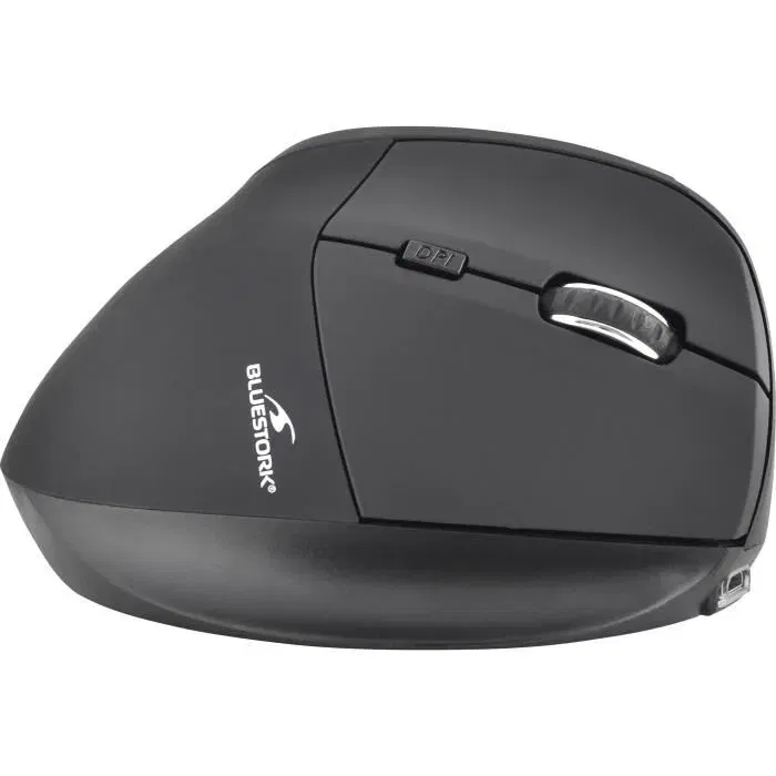 Bluestork ERGO Souris ergonomique sans fil rechargeable Micro USB - Compatible PC/Mac Windows - Noir - DPI réglable 400-1200