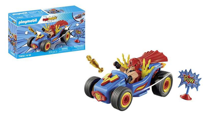 Playmobil Funstars Racing Luchador - Set de Figurine avec Kart, Trophée et Écudo Playmobil Funstars Racing Luchador - Set de Figurine avec Kart, Trophée et Écudo