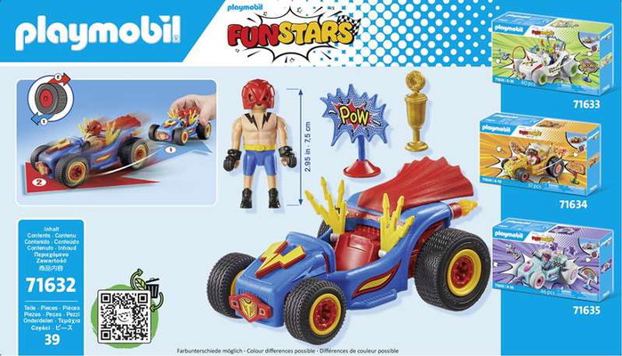 Playmobil Funstars Racing Luchador - Set de Figurine avec Kart, Trophée et Écudo Playmobil Funstars Racing Luchador - Set de Figurine avec Kart, Trophée et Écudo