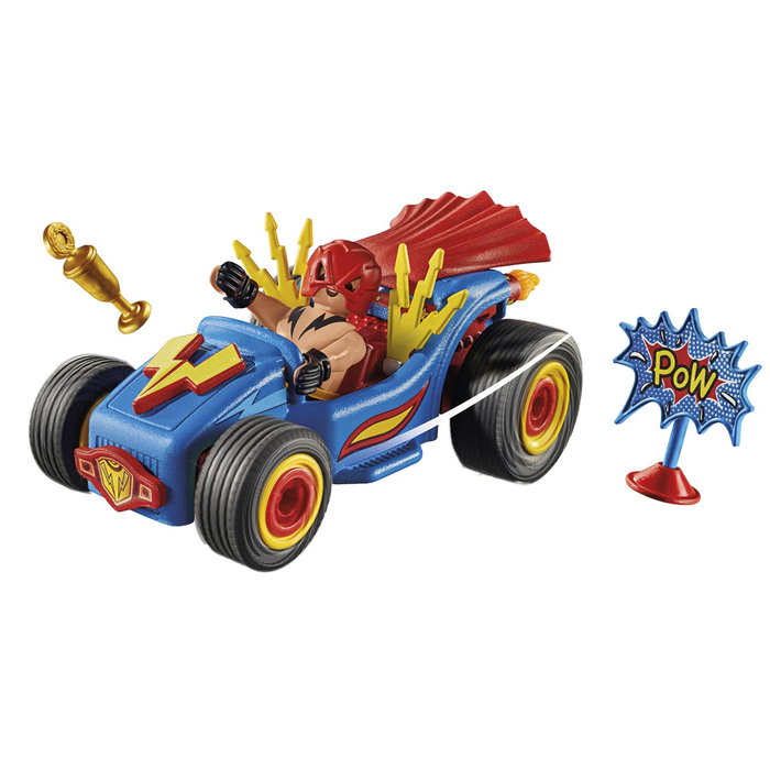 Playmobil Funstars Racing Luchador - Set de Figurine avec Kart, Trophée et Écudo Playmobil Funstars Racing Luchador - Set de Figurine avec Kart, Trophée et Écudo
