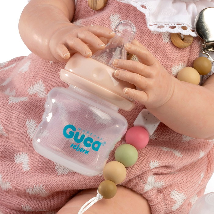 Muñecas Guca Poupée Reborn Abril 42cm avec Biberon - Langue Espagnole