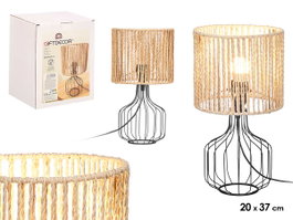 GIFTDECOR Lampe de table base forme tulipe corde Negro-Natural