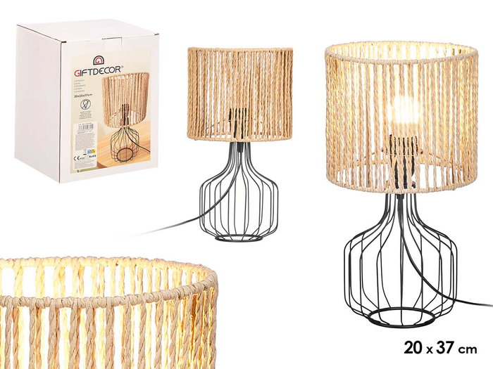 Giftdecor Lampe de table Tulipa en métal et papier 20x28x20 cm noir et naturel E27 (Set de 4) Giftdecor Lampe de table Tulipa en métal et papier 20x28x20 cm noir et naturel E27 (Set de 4)