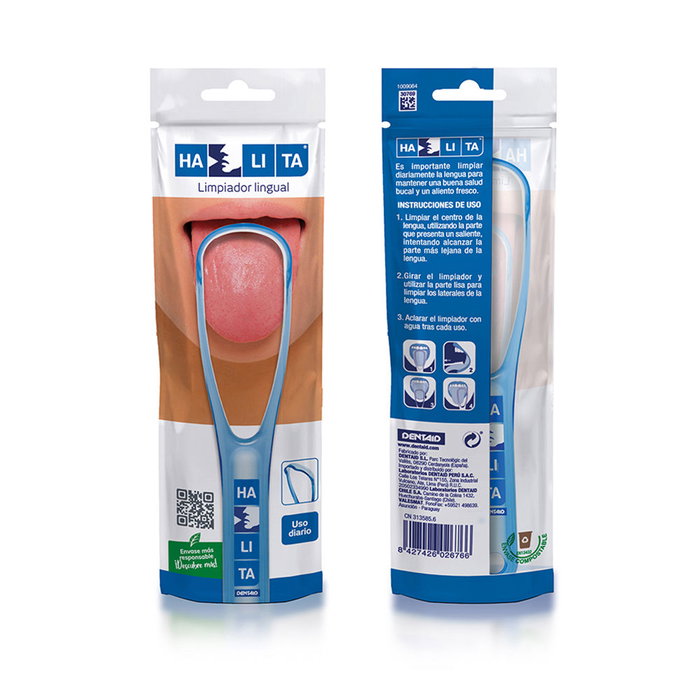Halita Gratte-langue Outil de nettoyage de langue avec face ondulée et lisse 1 unité Halita Gratte-langue Outil de nettoyage de langue avec face ondulée et lisse 1 unité