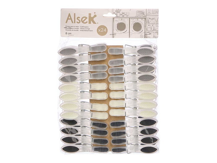 ARTE REGAL Set de 24 pinces à linge en silicone 8cm - Couleurs neutres