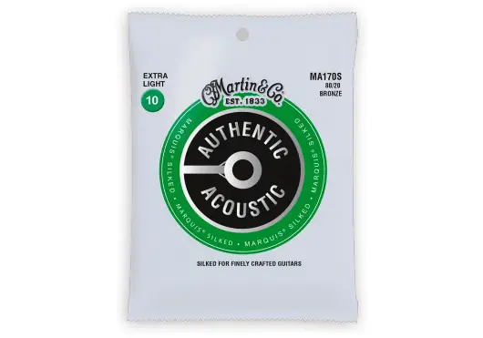Martin Jeu de cordes acoustique Authentic Silked Bronze 80/20 Extra Light 10-47 Martin Jeu de cordes acoustique Authentic Silked Bronze 80/20 Extra Light 10-47