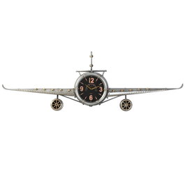Horloge Murale Home ESPRIT Doré Argenté Métal Avion Vintage 143 x 20 x 46 cm