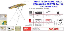 Agata TA-150 Table à repasser métallique économique 110x32 cm