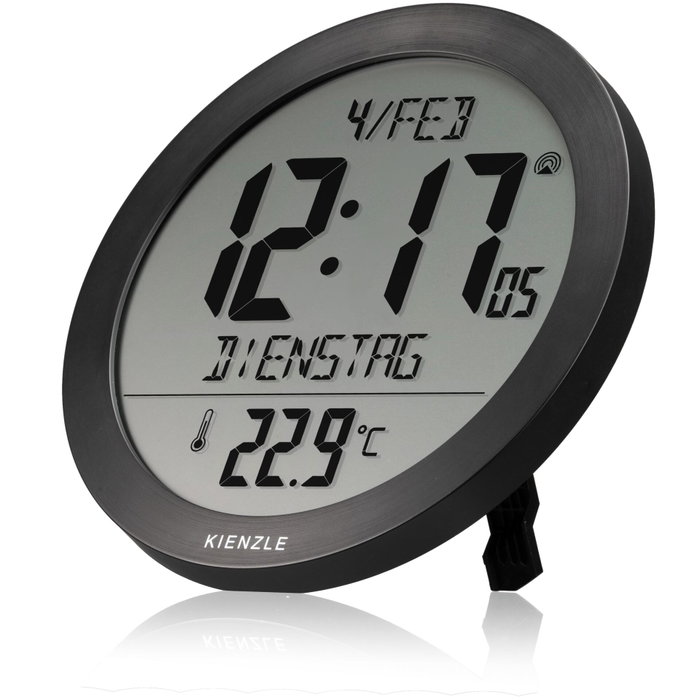 Kienzle Horloge murale DCF Radio-Control avec affichage température noir