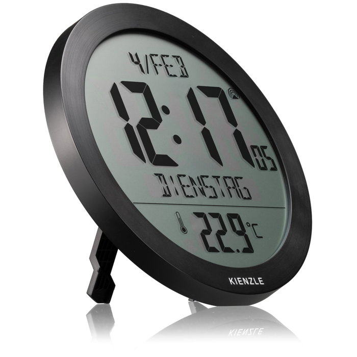 Kienzle Horloge murale DCF Radio-Control avec affichage température noir